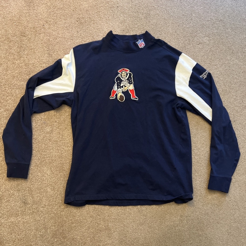 Vintage Reebok NFL New England Patriots Throwback Long Sleeve Shirt L Cotton